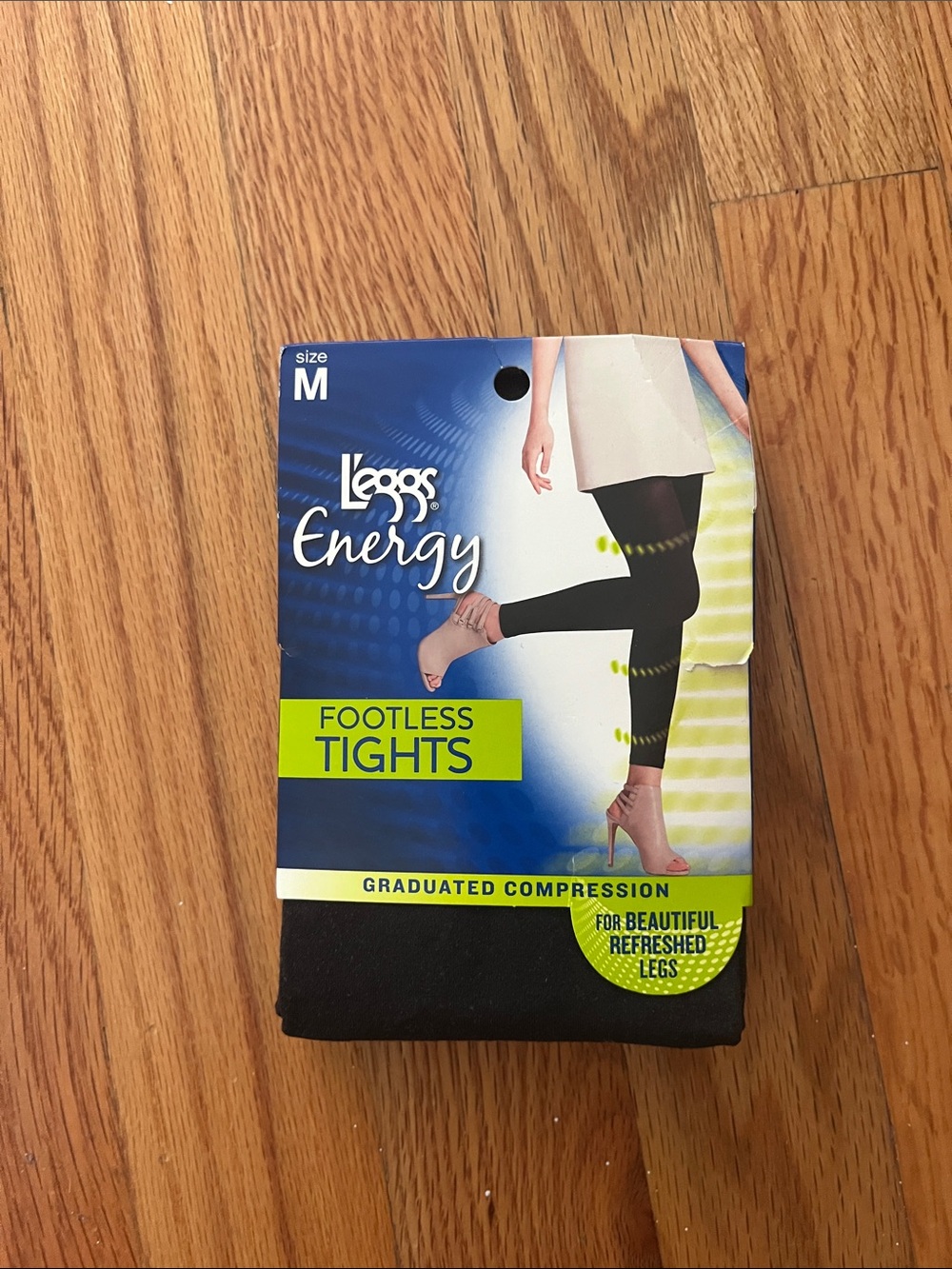L'eggs Energy Footless Tights - Black, Size M